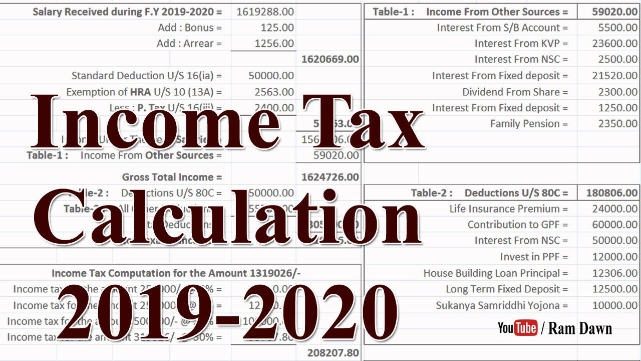 income tax calculator ay 2019-20